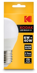 KODAK Žárovka LED Golf G45 E27 6W/40W 520lm, teplá bílá, nestmívatelná